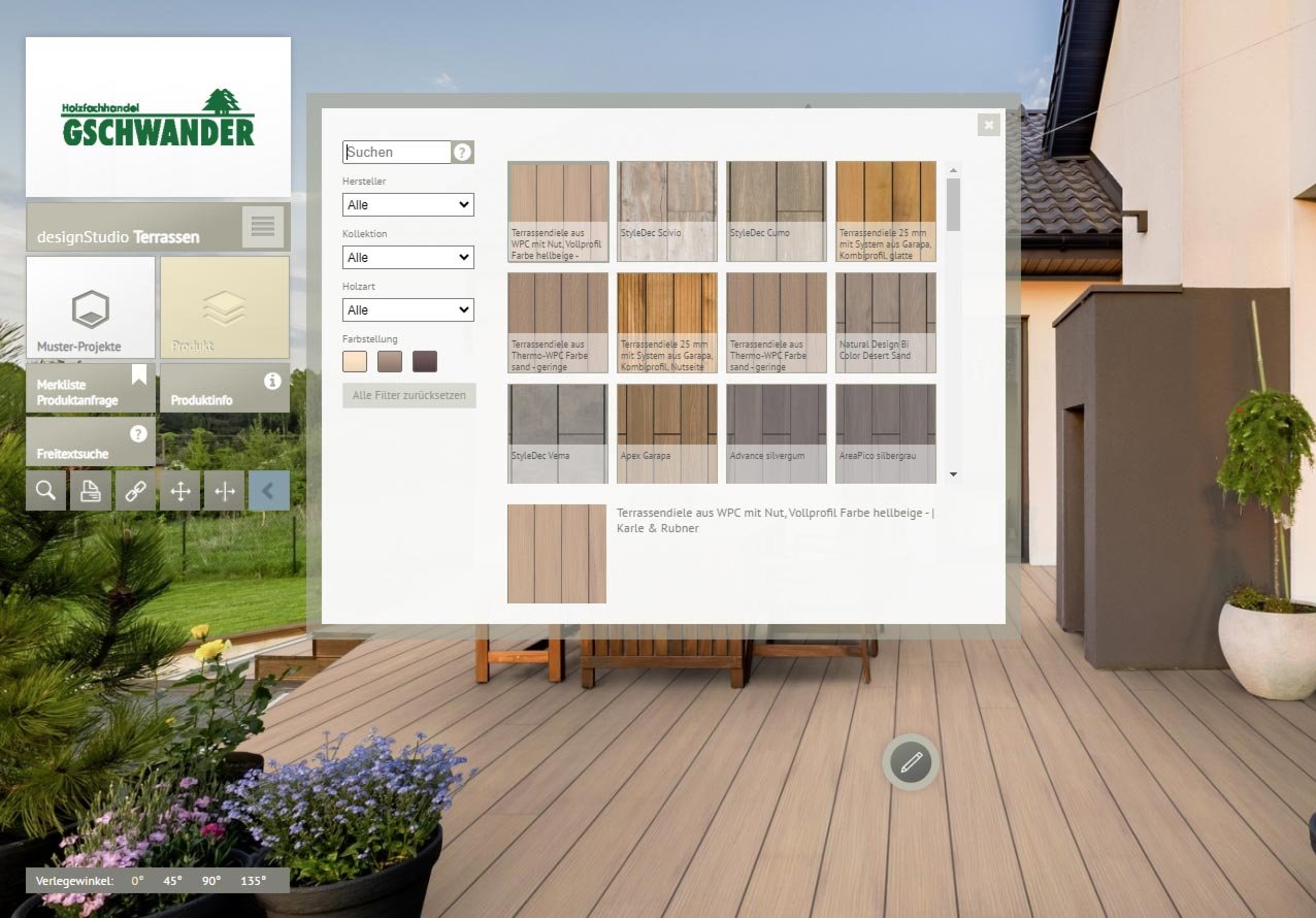 Testen Sie unser Sortiment online und sehen Ihre neue Terrasse am Haus Bild designStudio Terrasse Gschwander für Heddesheim